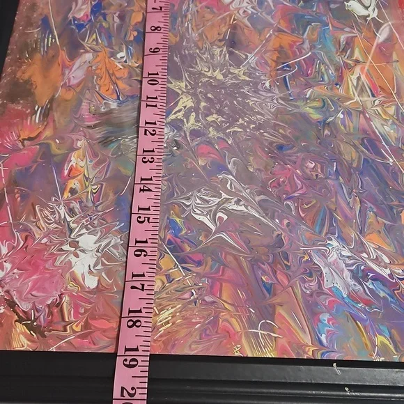 Hand Crafted Original Acrylic Pour Painting  The First One Upcycled Framed 16x20 - Picture 11 of 17